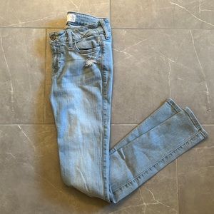 Hollister light wash distressed super skinny jeans size 0S